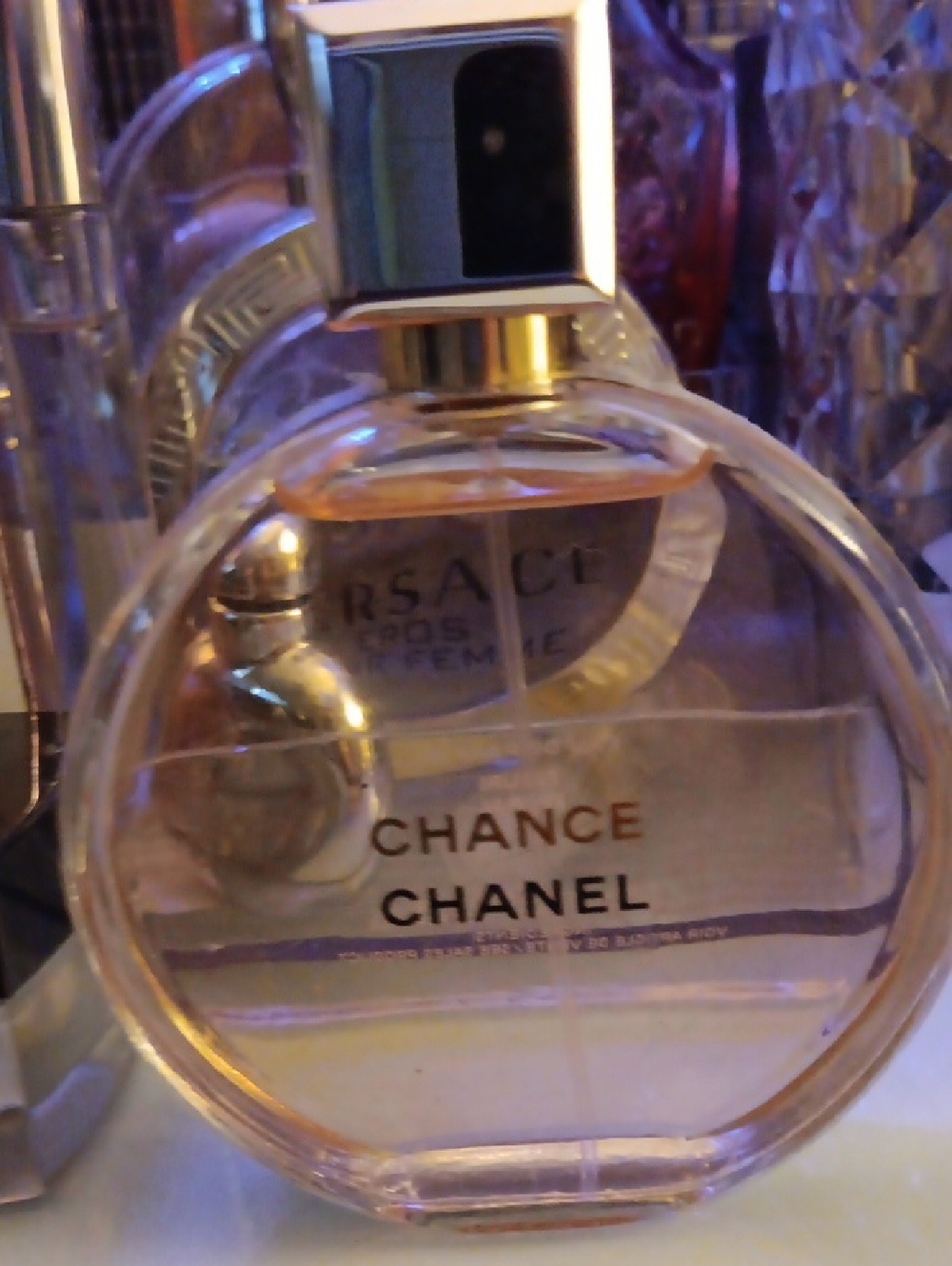 NOT FOR SALE CHANEL Chance Eau de Parfum Clear Bottle with Gold Accents